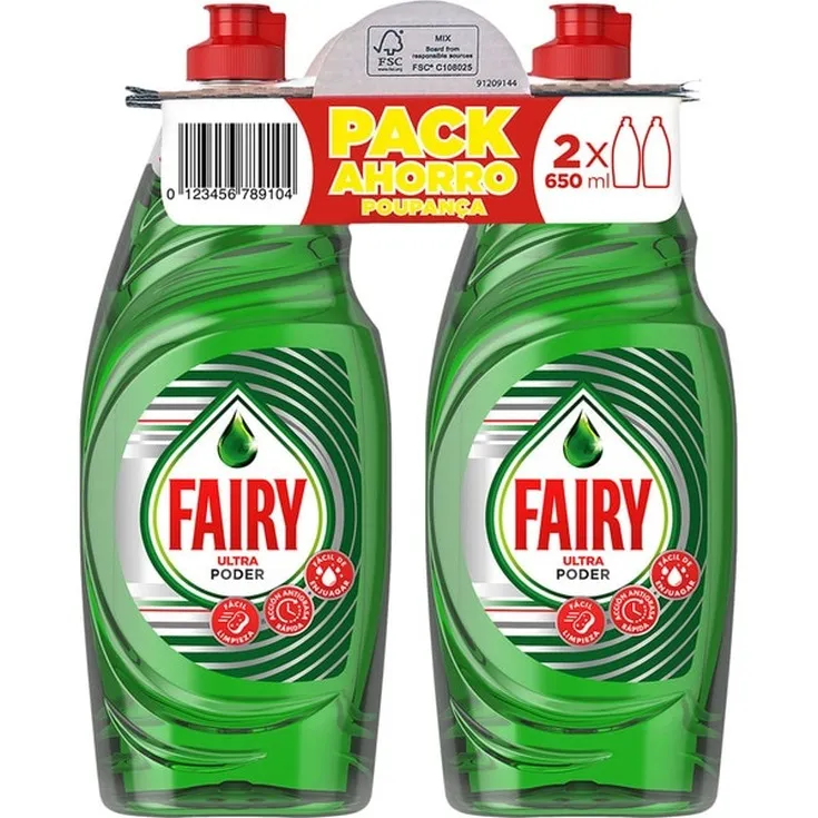 FAIRY VAJILLAS DUPLO 2X650 ML PACK 2 U