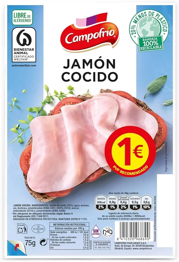 CAMPOFRIO JAMON COCIDO LONCHAS 1euro